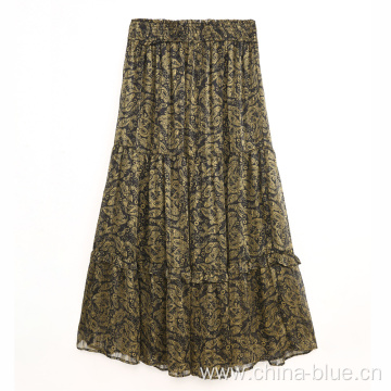 Ladies printed double layer skirt